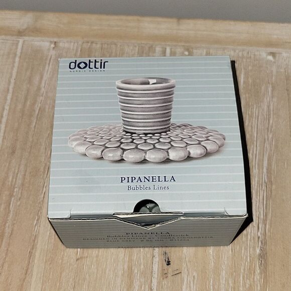 Dottir Nordic Design Pipanella candlestick bubble lines Blue Grey  Candle Holder - Picture 2 of 8